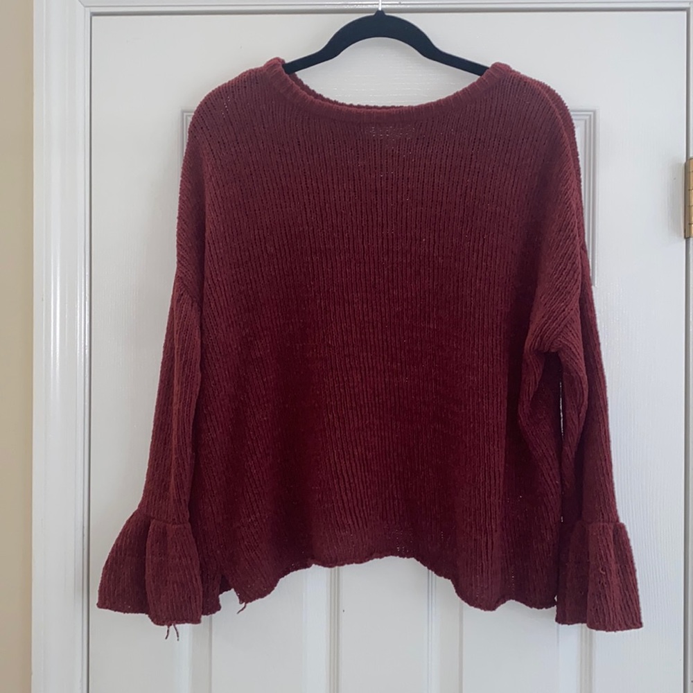 KNOX ROSE Burgundy knit sweater